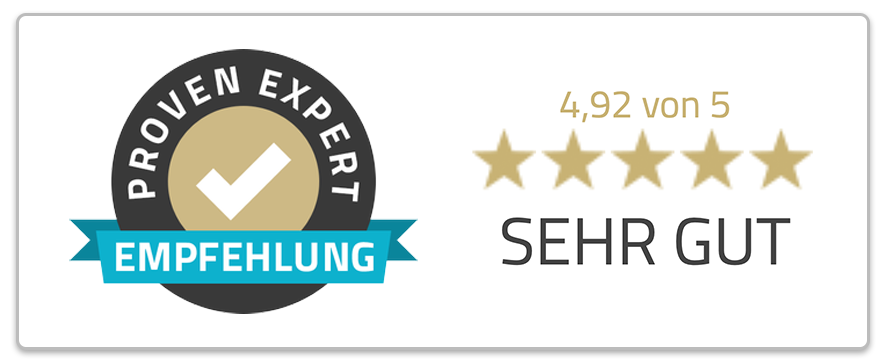 ProvenExpert Empfehlung 4,92 von 5 – Sehr gut
